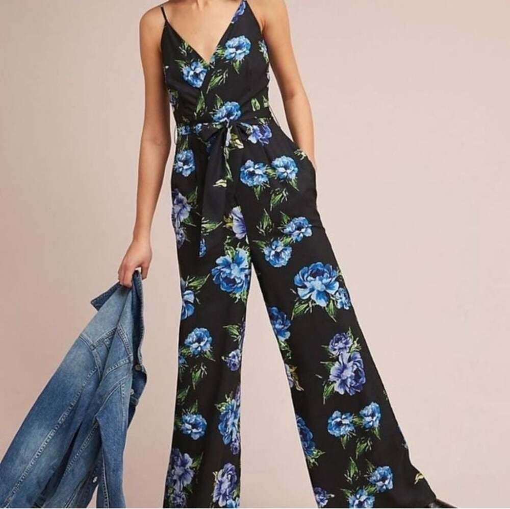 Yumi Kim Floral Wide Leg Jumpsuit Size M Petite